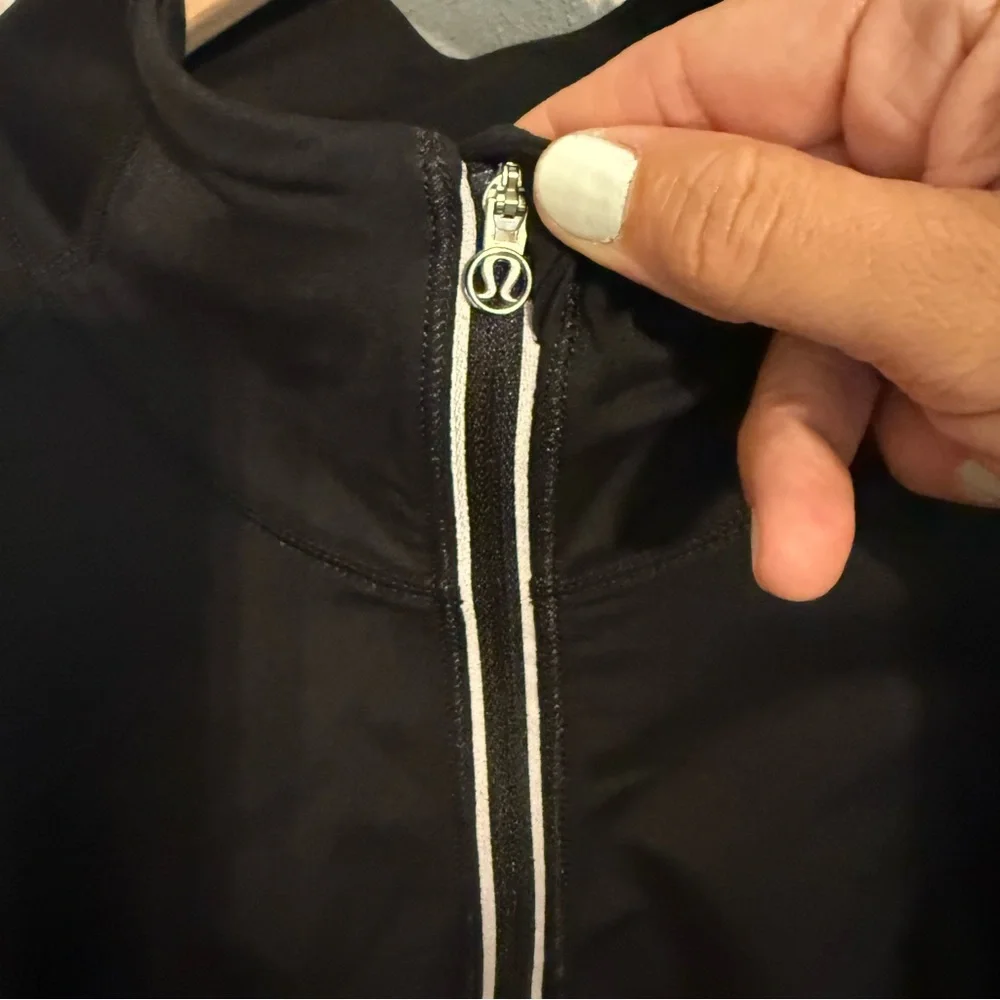 Lululemon Black 3/4 Zip Up Athletic Top with Pockets - Picture 3 of 9